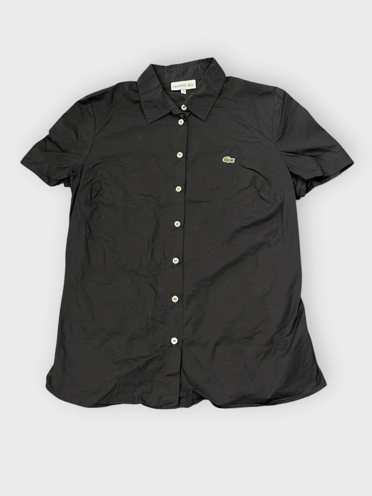 front view, Lacoste Black Cotton Button-Up Shirt, vintage Y2K second hand piece