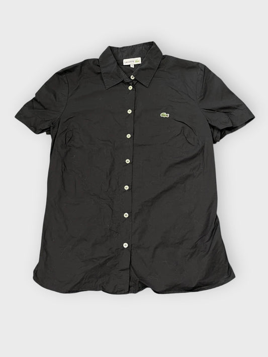 front view, Lacoste Black Cotton Button-Up Shirt, vintage Y2K second hand piece