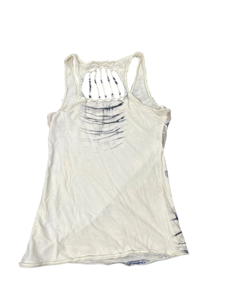 back view, Unplugged by Miss Me champagne ruffle satin top, vintage Y2K second hand piece