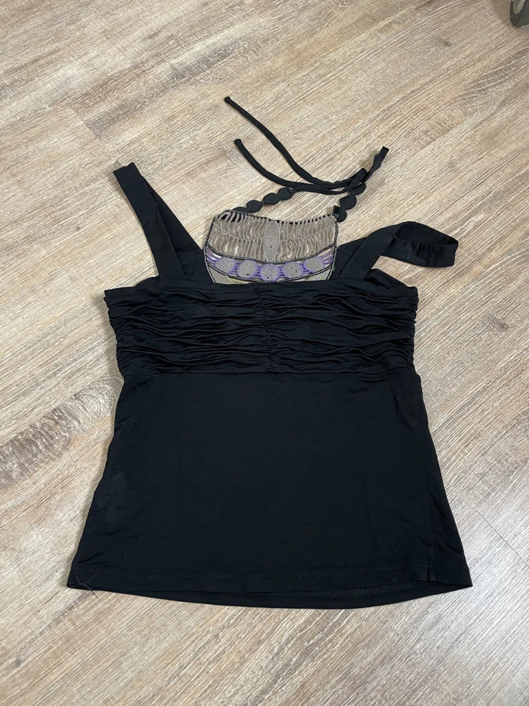 detail view, Mariella Rosati Halter Top, vintage Y2K second hand piece, image 4