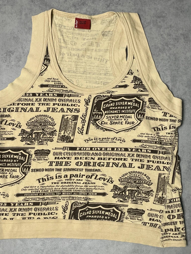 detail view, Beige Levi’s Tank Top with Prints, vintage Y2K second hand piece, image 4