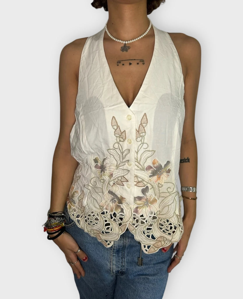 back view, Land Lady Y2K Halter Top, vintage Y2K second hand piece