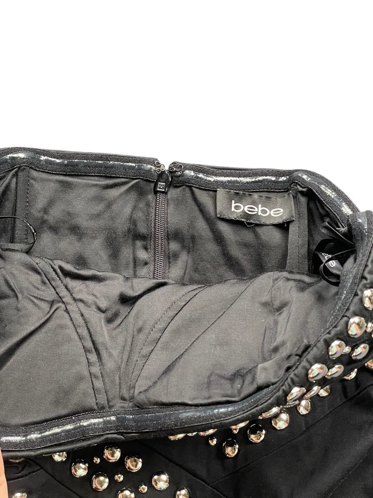 detail view, Bebe Black Studded Strapless Corset Top, vintage Y2K second hand piece, image 4