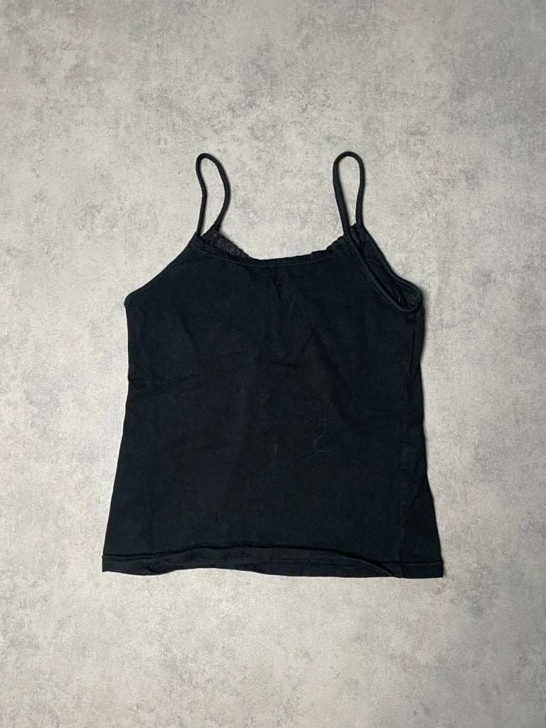detail view, Black Tank Top, vintage Y2K second hand piece, image 5