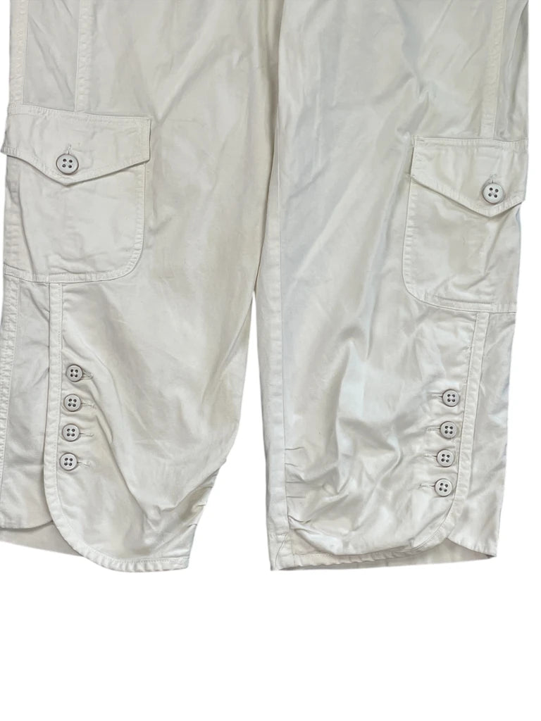 detail view, Tribal White Buttoned Cargo Pants, vintage Y2K second hand piece, image 4
