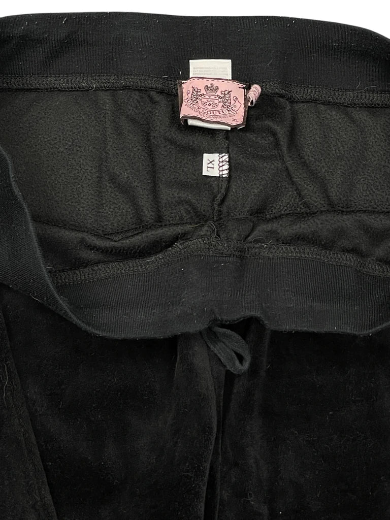 detail view, Juicy Coutoure Juicy Couture Black Velour Jogging Pants, vintage Y2K second hand piece