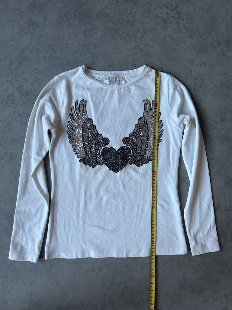 Y2K White Long Sleeve Top (XXL)