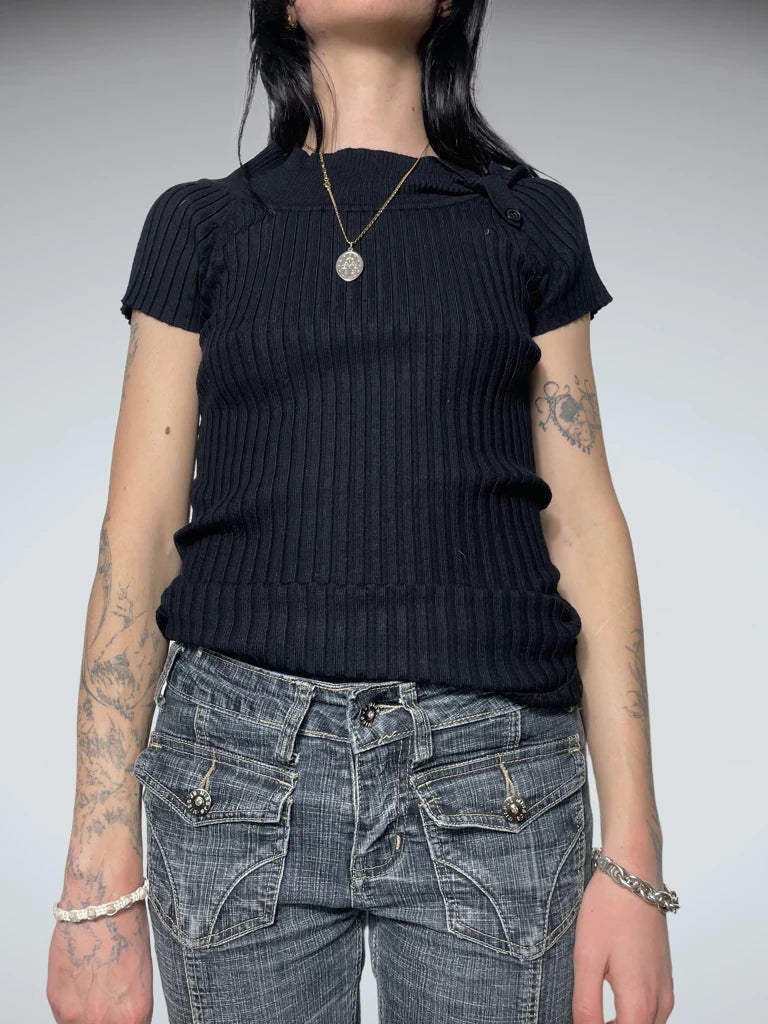 front view, Catch My Short Sleeve Jumper, vintage Y2K second hand piece