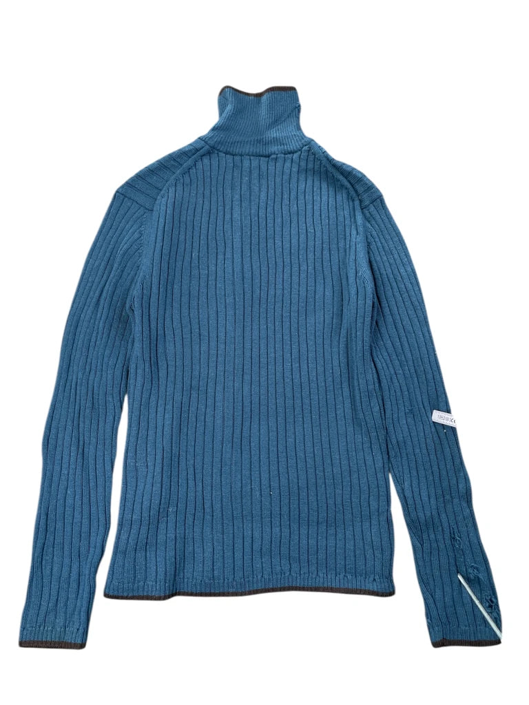 detail view, Lacoste Blue Ribbed Zip-Up Cardigan, vintage Y2K second hand piece, image 4
