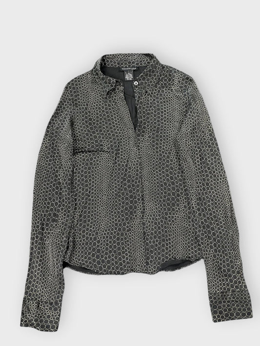 front view, Kenneth Cole Black Silk Bubble Print Blouse, vintage Y2K second hand piece