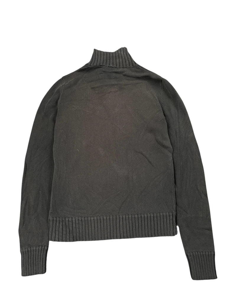 detail view, Esprit Black Ribbed Full-Zip Sweater, vintage Y2K second hand piece, image 4