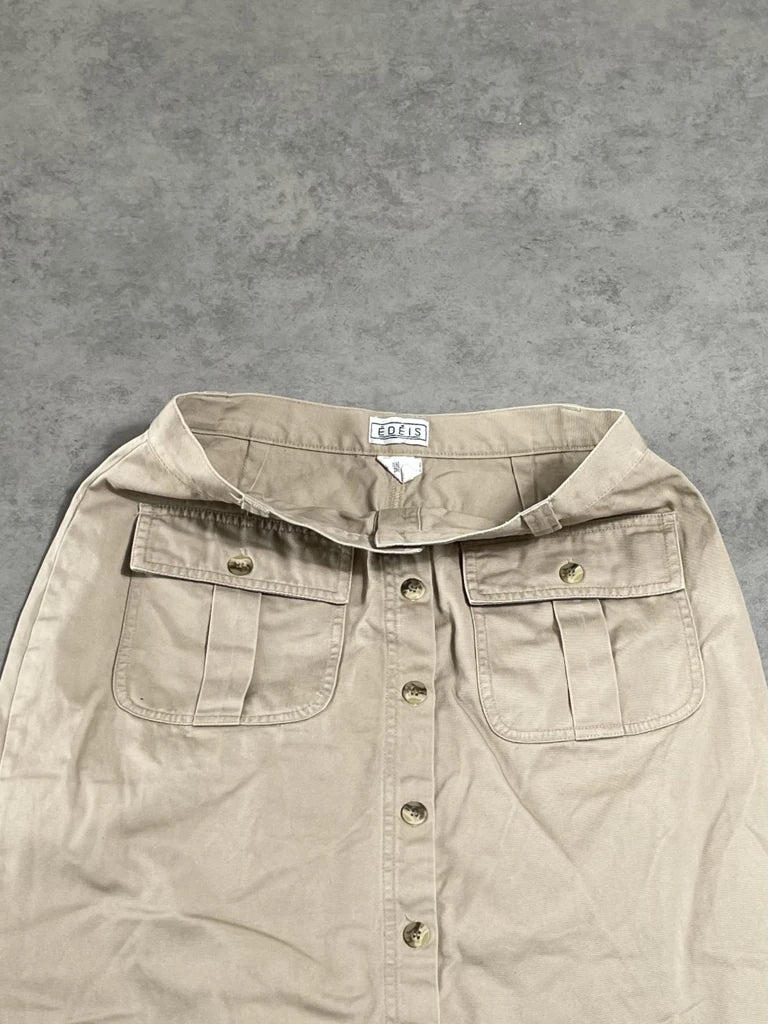 detail view, Edeis beige long skirt, vintage Y2K second hand piece