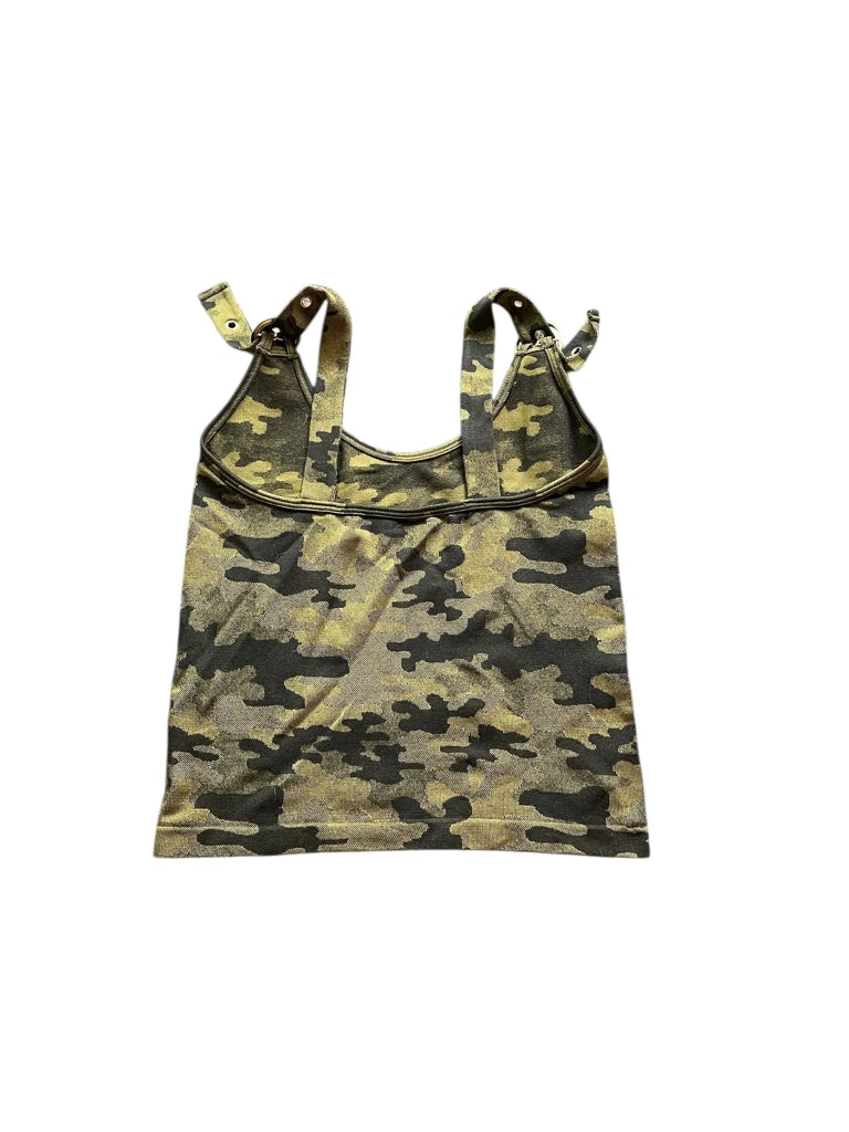 detail view, Suzette Camo Buckle Tanktop, vintage Y2K second hand piece