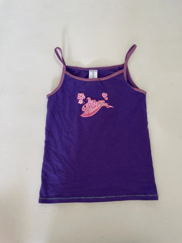 detail view, Okay Purple Graphic Ribbed Camisole, vintage Y2K second hand piece, image 6