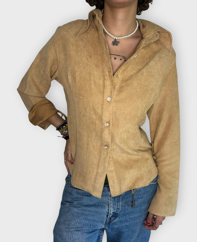 front view, V.B. Collection Beige Wide Sleeve Shirt, vintage Y2K second hand piece