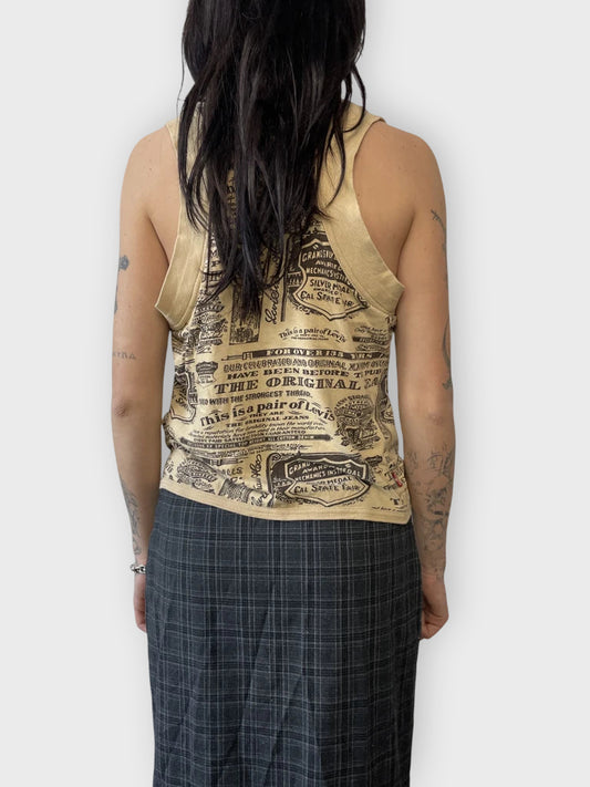 back view, Beige Levi’s Tank Top with Prints, vintage Y2K second hand piece