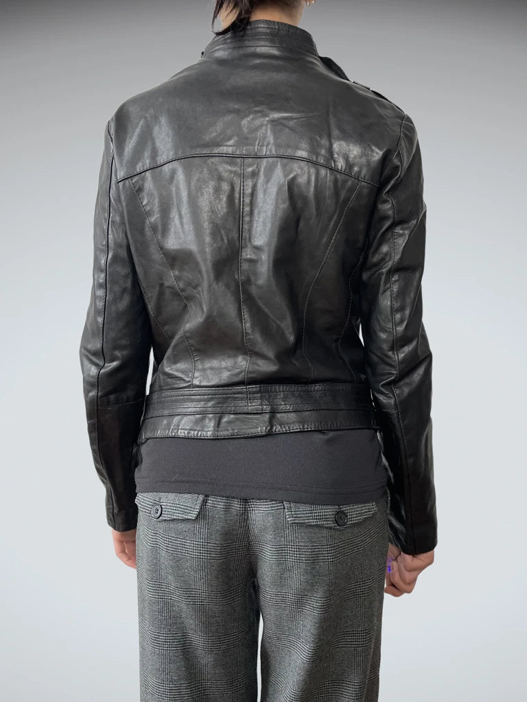 back view, Marco Del Forte Chic Leather Jacket, vintage Y2K second hand piece