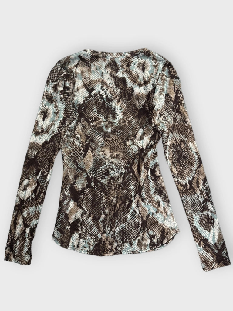 back view, Karen Kane Wild Snake Print Long Sleeve Top, vintage Y2K second hand piece