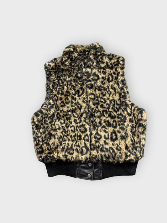 back view, Ashley Black Pattern Vintage Vest Women, vintage Y2K second hand piece