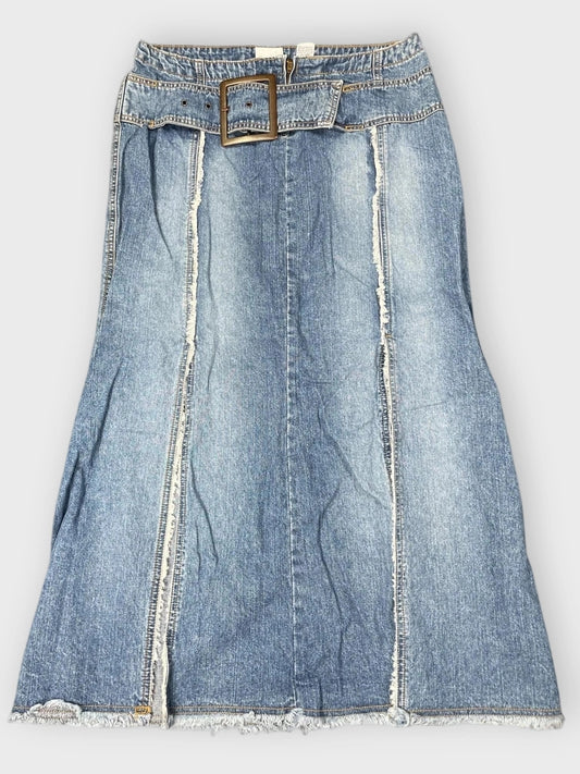 front view, Carolina Blues Long Denim Skirt, vintage Y2K second hand piece