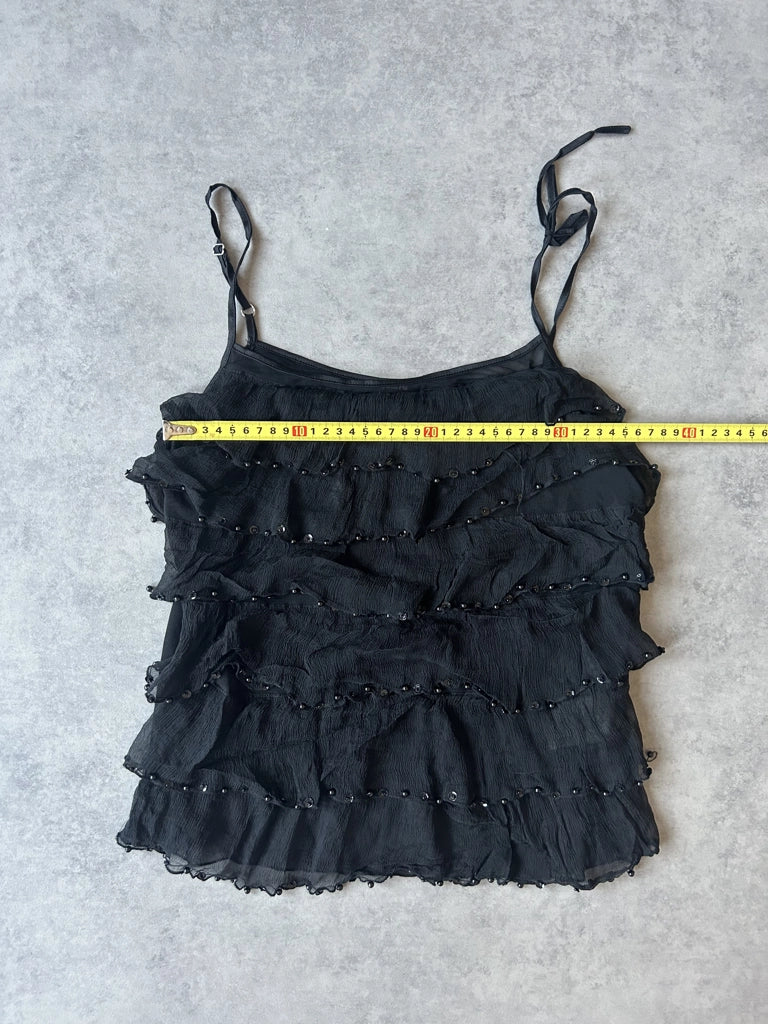 detail view, Phard Y2K Black Strappy Top, vintage Y2K second hand piece, image 10