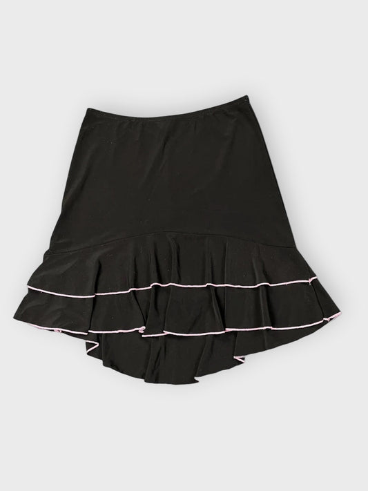 Minimalist Black Flounce Skirt (S)