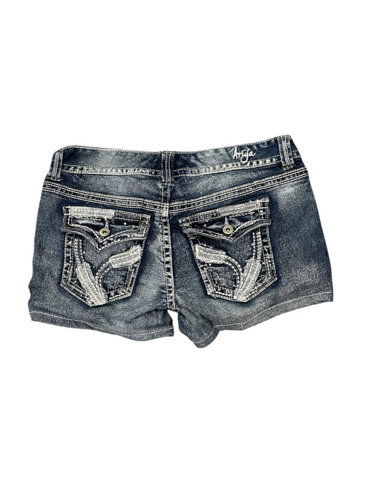 back view, Aryia Jeans Ariya Jeans Distressed Vintage Denim Hotpants, vintage Y2K second hand piece
