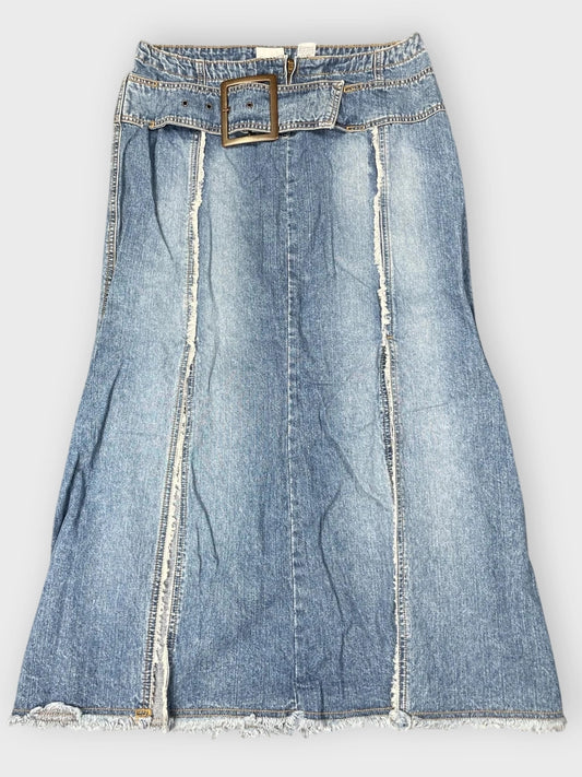 front view, Carolina Blues Long Denim Skirt, vintage Y2K second hand piece