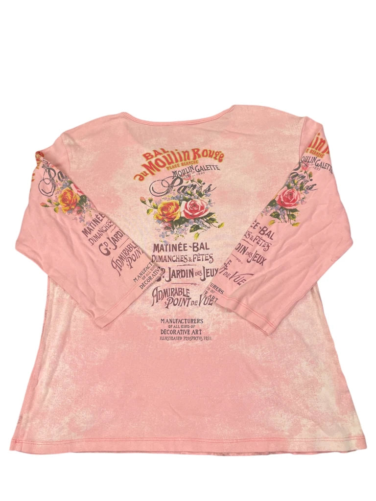back view, pink y2k paris shirt, vintage Y2K second hand piece