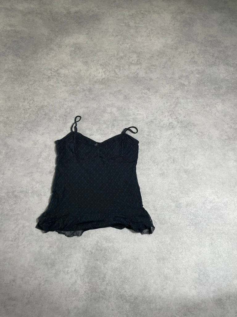 detail view, Express black top, vintage Y2K second hand piece, image 6
