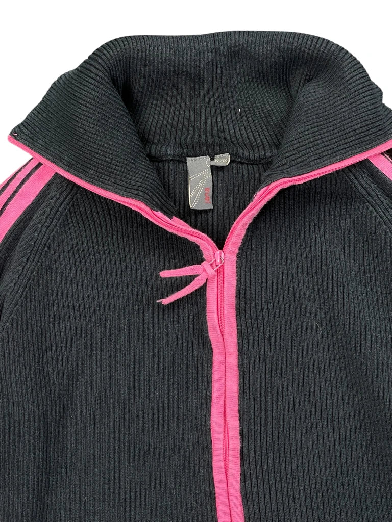 detail view, Jana Black and Pink Striped Turtle Neck Sweater, vintage Y2K second hand piece, image 5