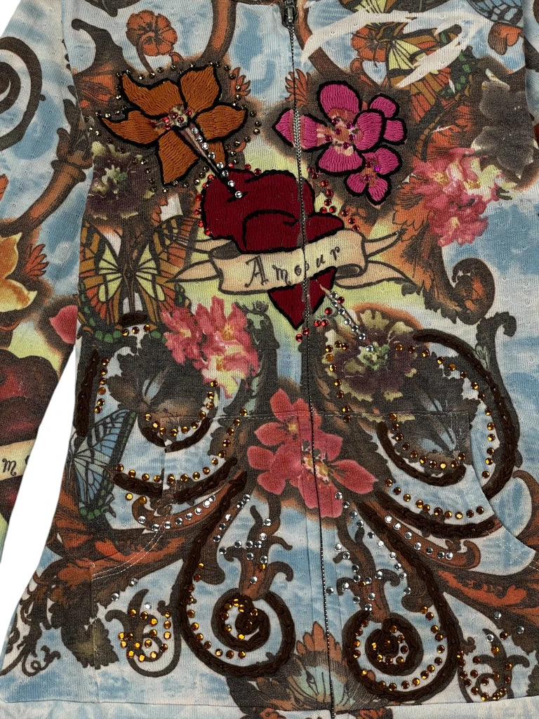 detail view, Spy Amour Tattoo Print Hoodie, vintage Y2K second hand piece, image 4