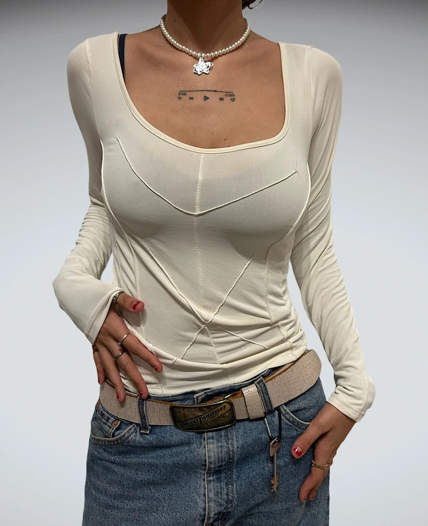 front view, Couture Roma 2000s Longsleeve Top, vintage Y2K second hand piece