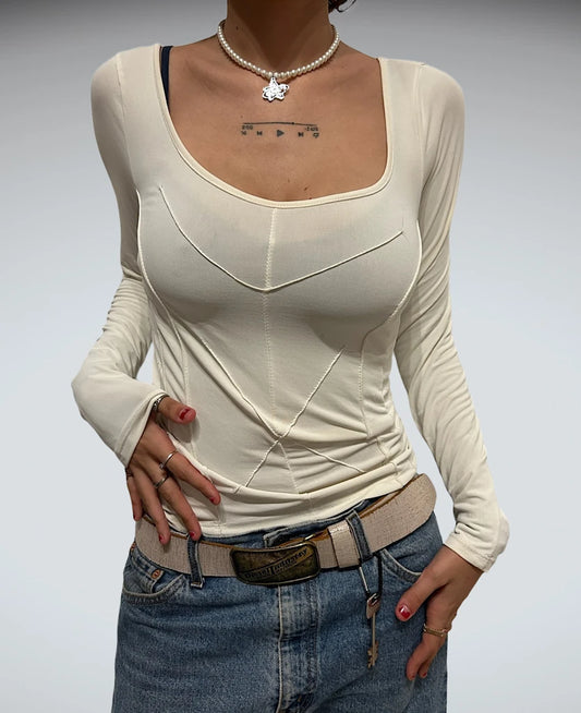 front view, Couture Roma 2000s Longsleeve Top, vintage Y2K second hand piece