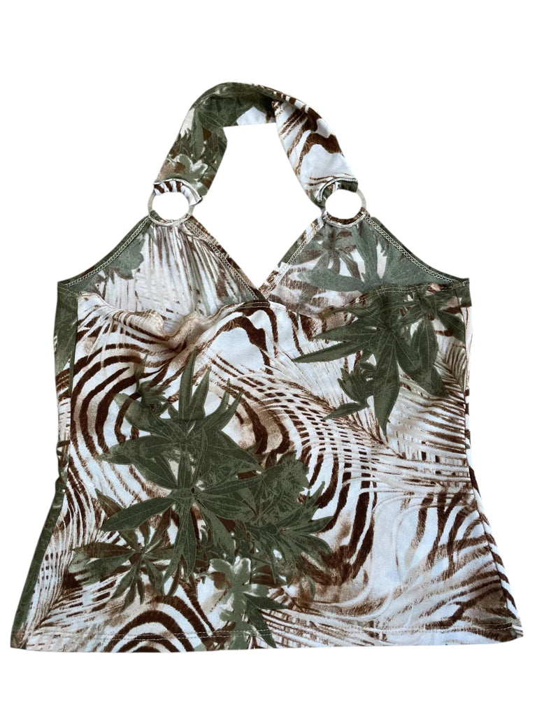 detail view, leaf me alone – tropical cami, vintage Y2K second hand piece, image 6