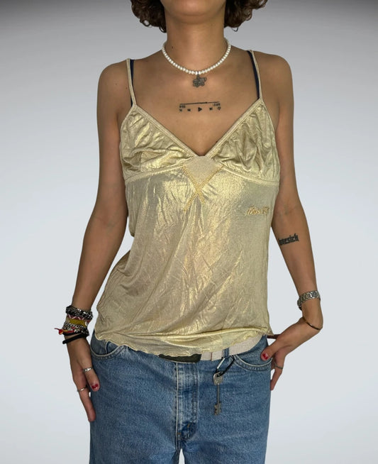 front view, 2000s Miss Sixty Glitta Top, vintage Y2K second hand piece