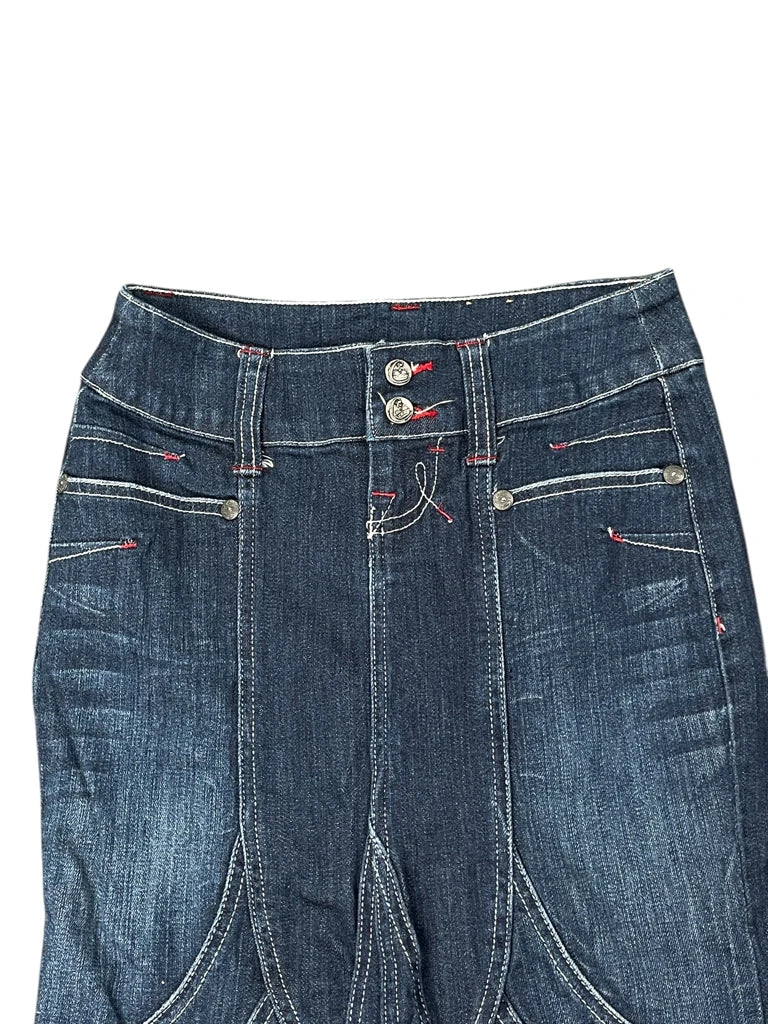 detail view, Candie's Candies Dark Washed Denim Skirt, vintage Y2K second hand piece, image 4