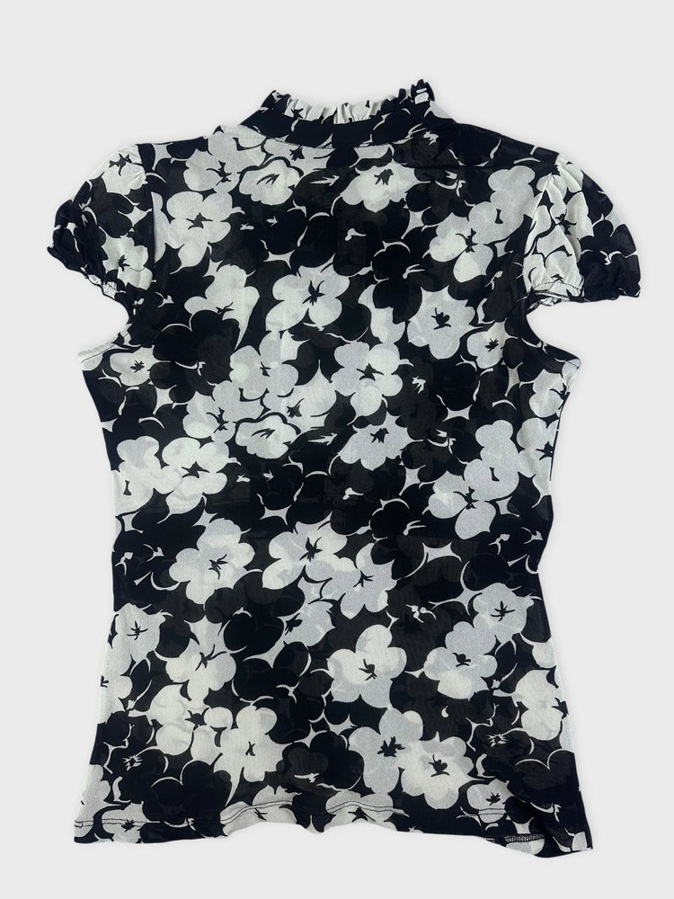 Chic Black Floral Ruffle Jumpsuit (S)