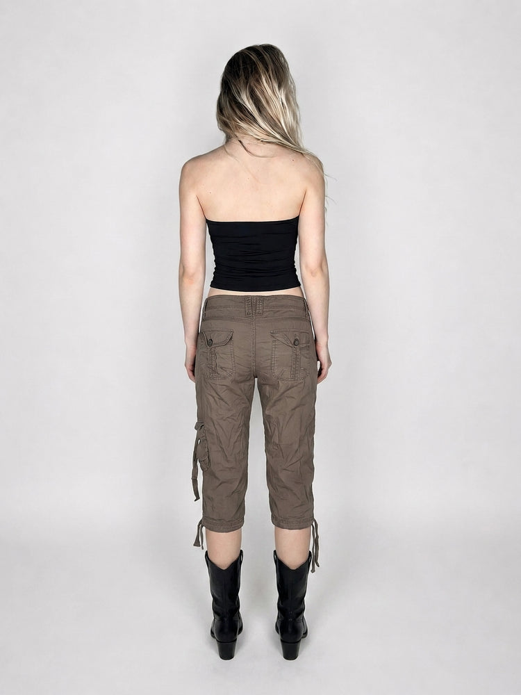 Chic Brown Cargo Shorts with Drawstrings (S)