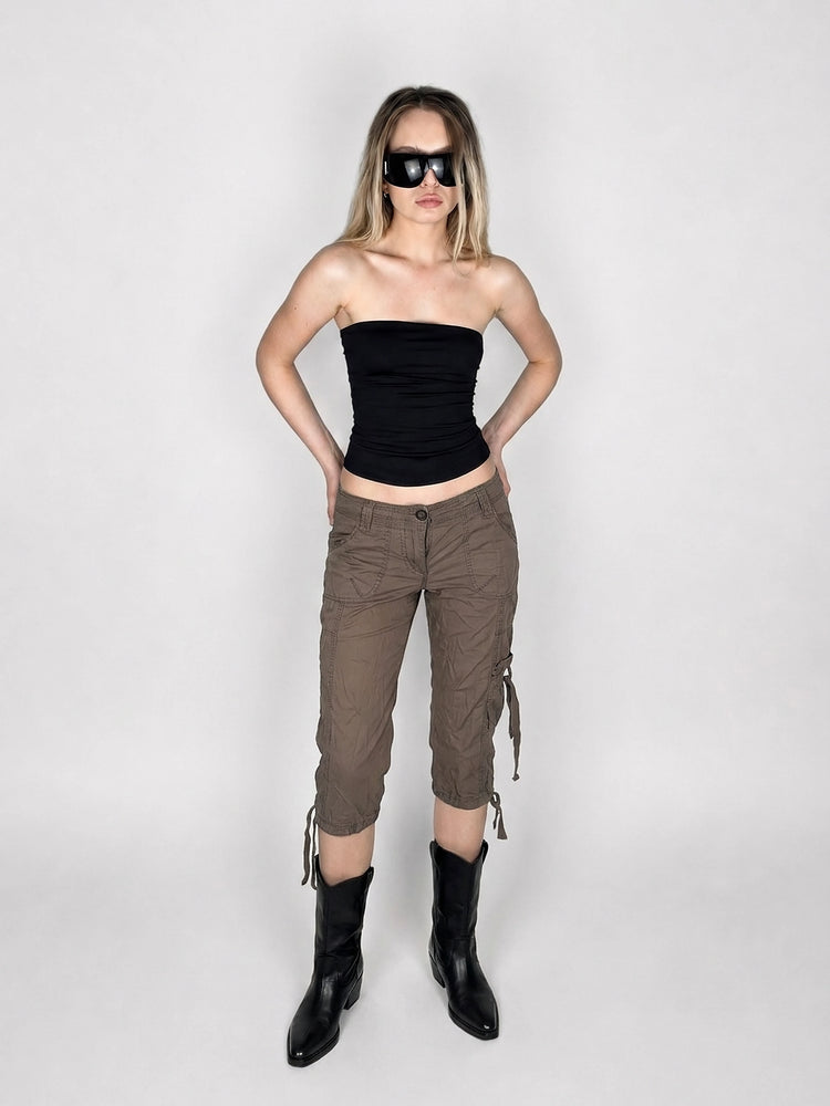 Chic Brown Cargo Shorts with Drawstrings (S)