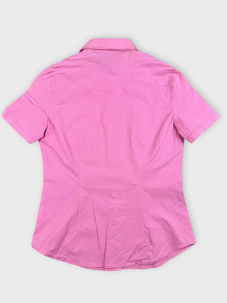 Chic Pink Cotton Button-Up Shirt (M)