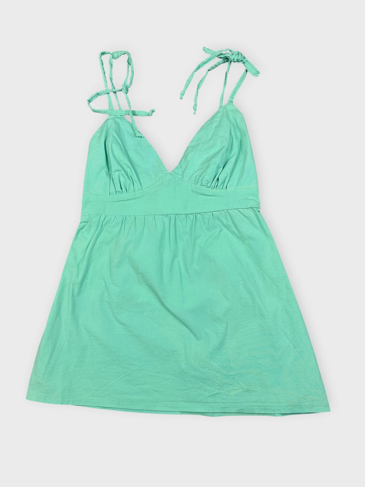 Chic Green Mini Dress with Adjustable Straps (XS)