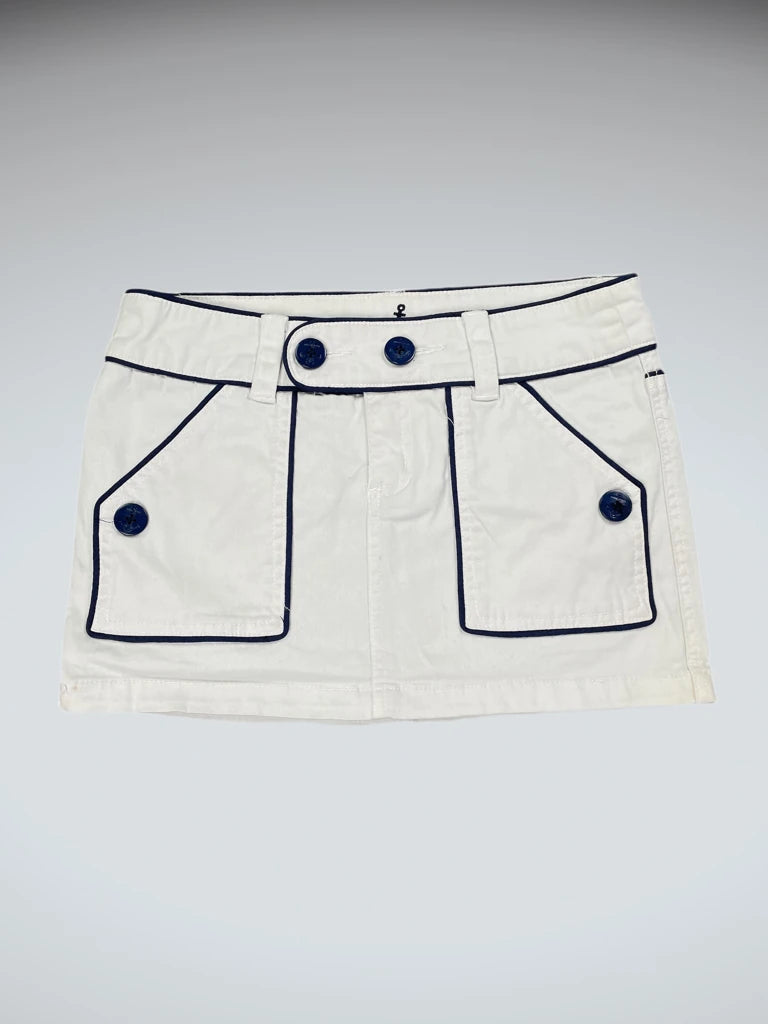 front view, Industrie Nautical Button Trim White Mini Skirt, vintage Y2K second hand piece