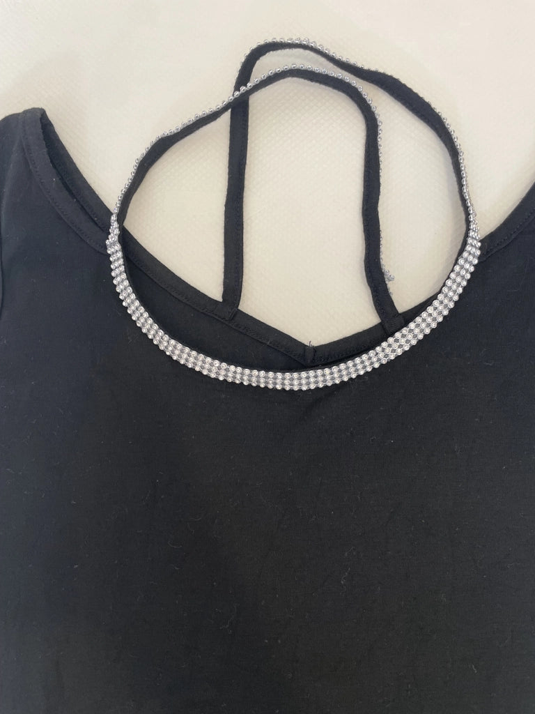 detail view, CRYX Black Rhinestone Trim Tank Top, vintage Y2K second hand piece, image 5