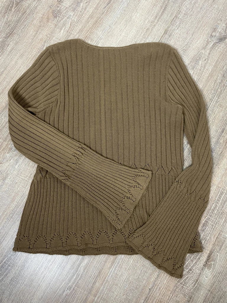 detail view, Knit Zone Brown Sweater, vintage Y2K second hand piece, image 4