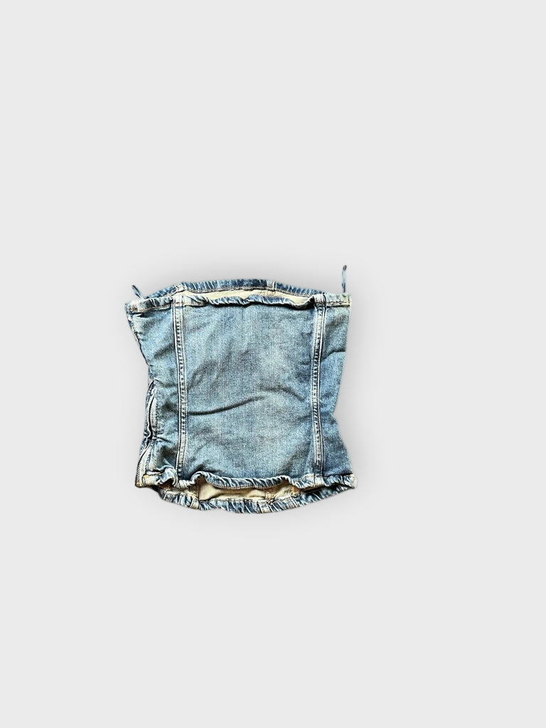 back view, Y2K Denim Corsage Top im Tube-Style, vintage Y2K second hand piece