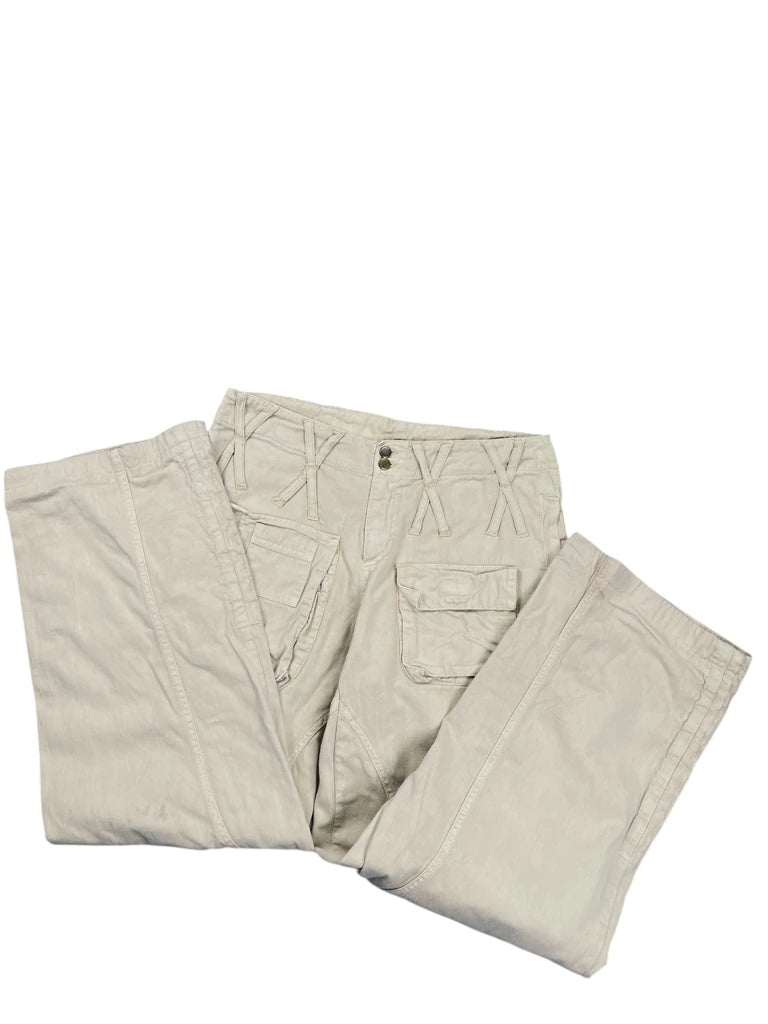 detail view, Motivi Beige Straight-Leg Pants, vintage Y2K second hand piece, image 4