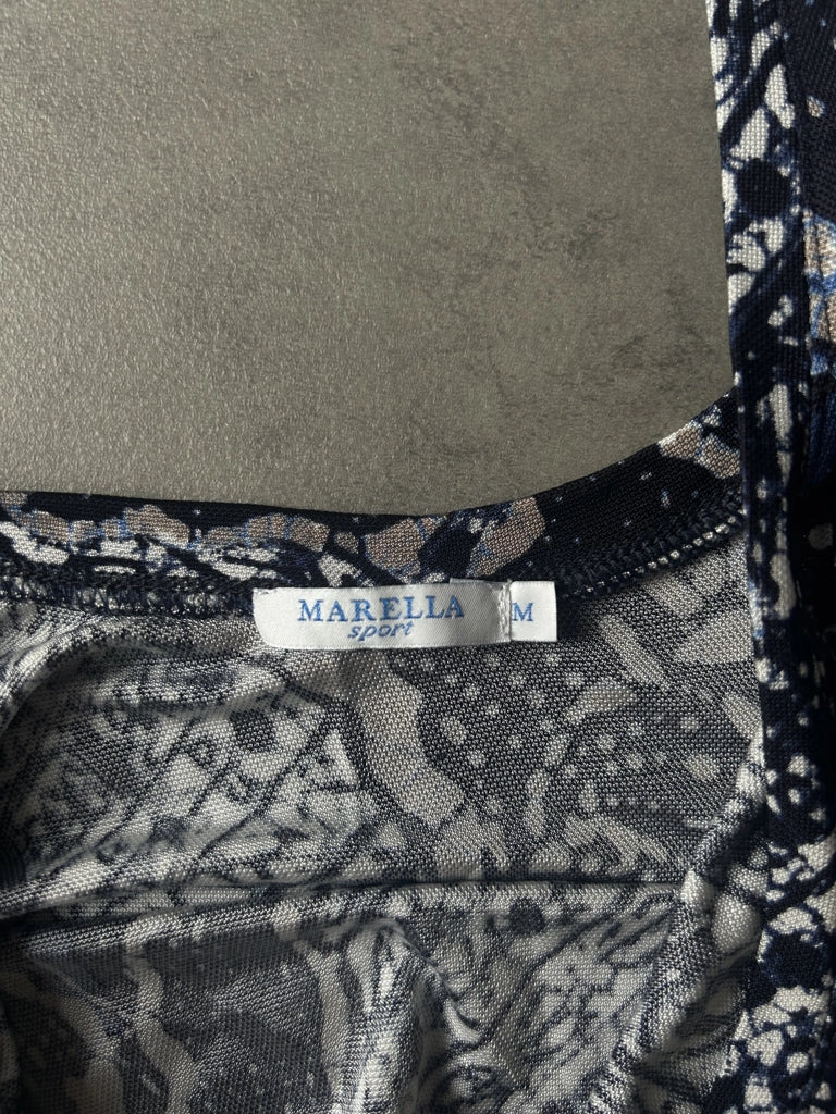 detail view, Marella Sport Y2K Blue Mesh Top, vintage Y2K second hand piece