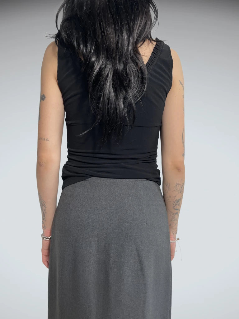 back view, Jacob black corset top, vintage Y2K second hand piece