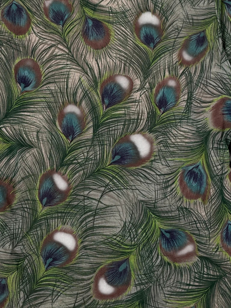detail view, The Limited green peacock feather longsleeve, vintage Y2K second hand piece, image 4